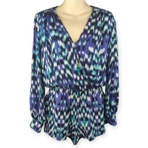 Parker Revolve Irving Combo Silk Jumper lvy Flutter Romper Long Slv Abstract S